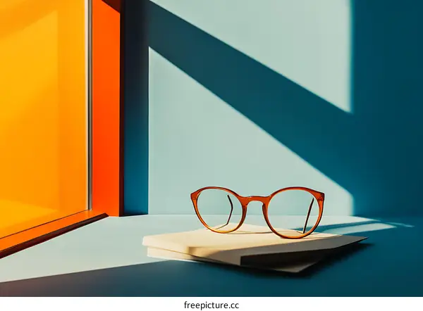 Round Glasses on a Book with Sunlight