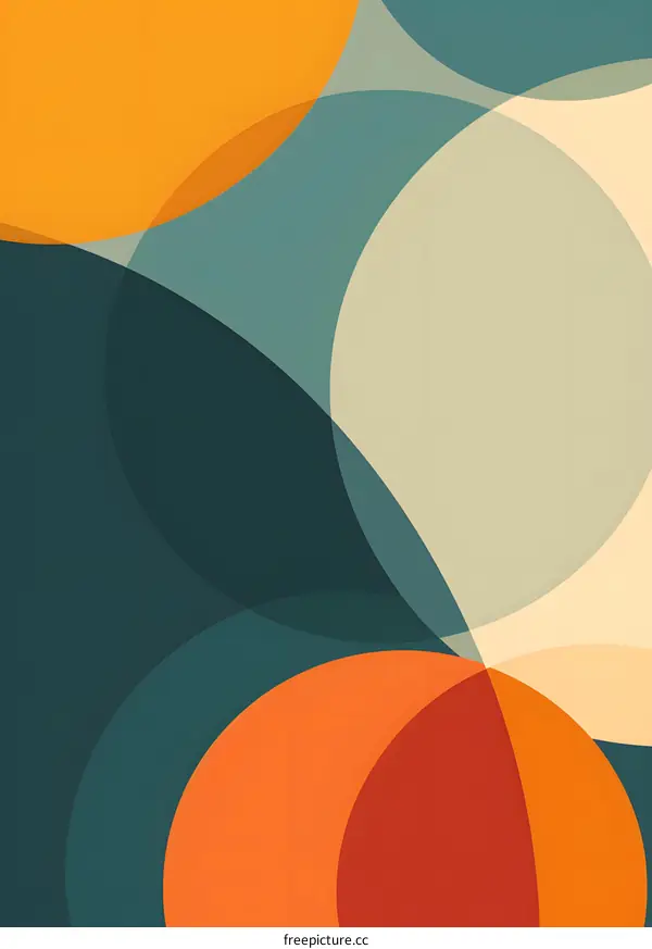 Abstract Geometric Shapes in Teal Orange and Yellow Colors