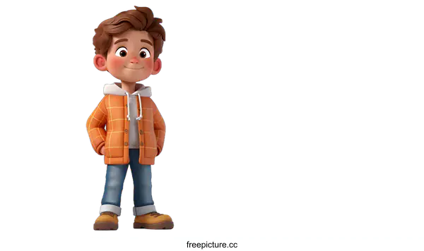 [Transparent Background PNG]Cheerful 3D cartoon boy
