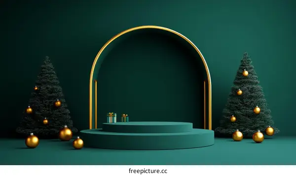 Modern Christmas Scene with Podium