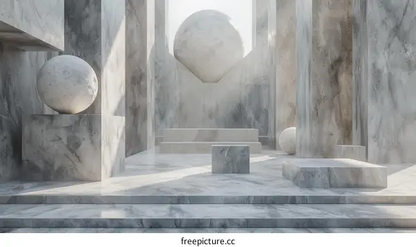 3D Geometric Shapes on Marble Surface