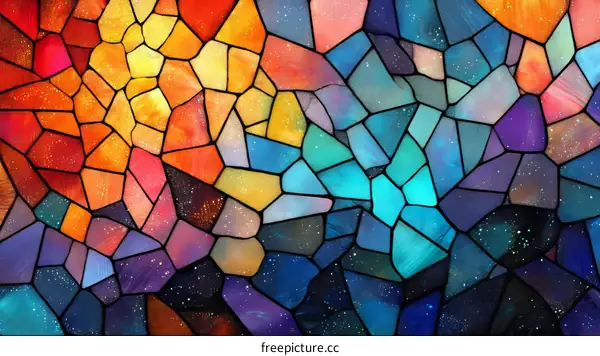 Abstract Colorful Stained Glass Mosaic Art