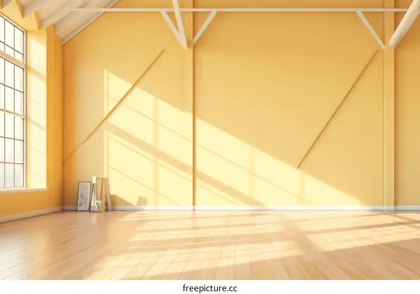 Airy Room with Wooden Floor and Large Bright Windows