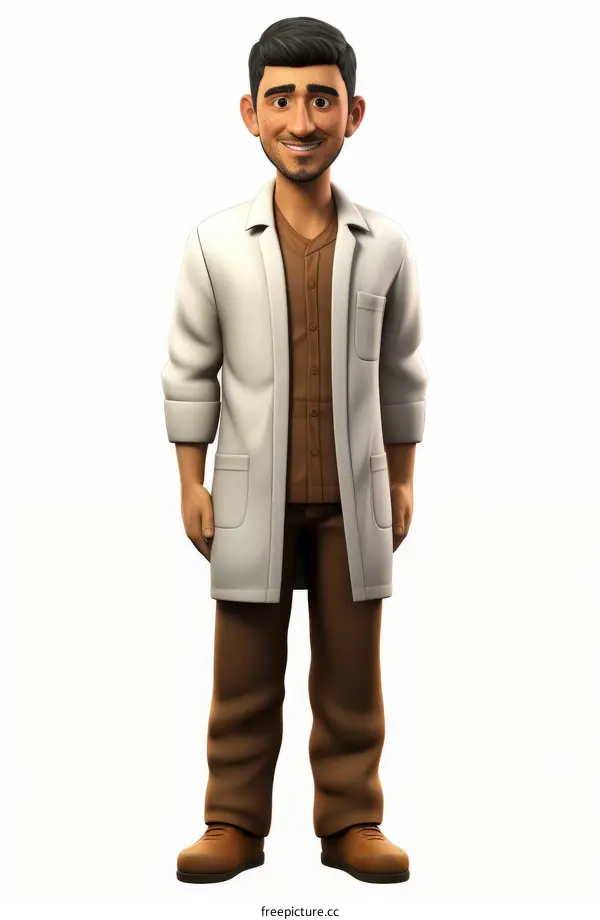 Middle Eastern Doctor in Lab Coat and Brown Pants
