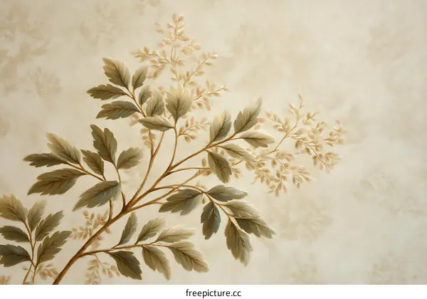 Vintage Floral Design on Beige Wallpaper
