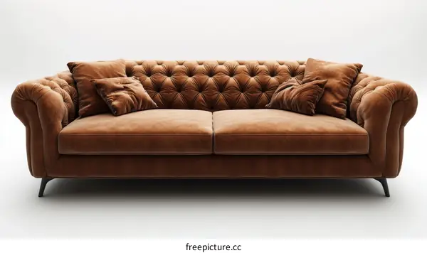 Luxury Brown Velvet Chesterfield Sofa