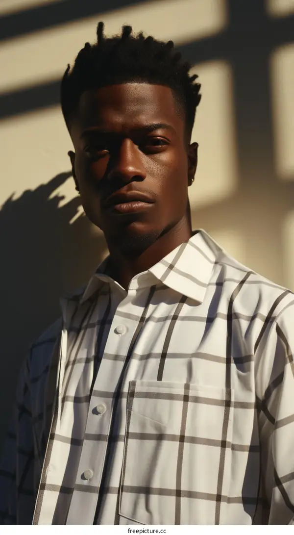 Portrait of a young African-American man in a white shirt