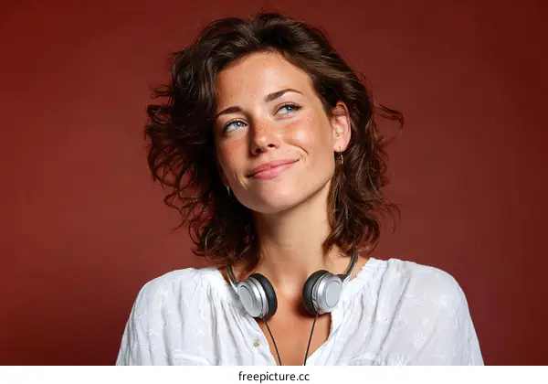 Thoughtful Woman with Headphones