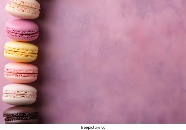 Colorful Macarons On Pink Background