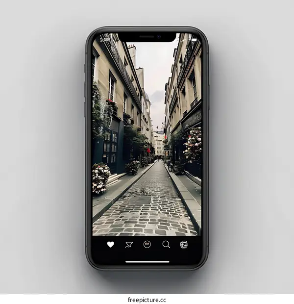 Narrow Street in Paris France on a Smartphone