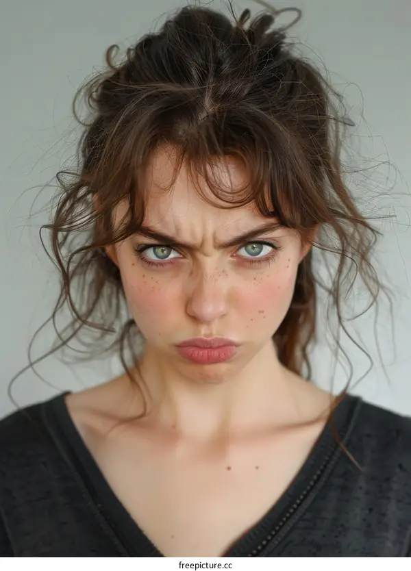 Close Up Portrait of a Woman with an Expressive Face