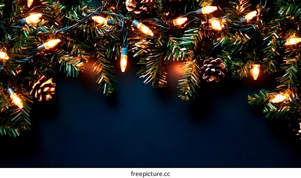 Christmas Lights and Fir Branches Festive Decoration