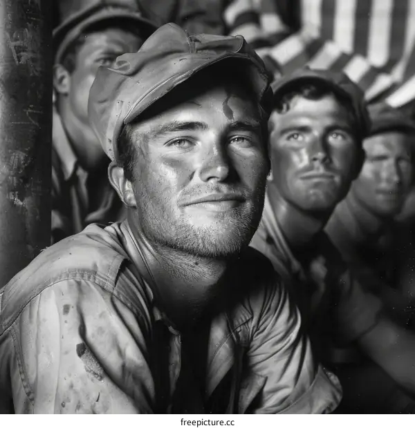 A black and white photo of a young American sailor during World War II