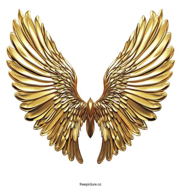 [Transparent Background PNG]Golden Angel Wings Illustration