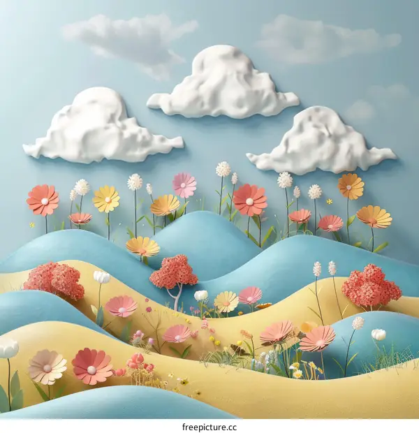 Vibrant Wildflowers Blooming on a Hillside