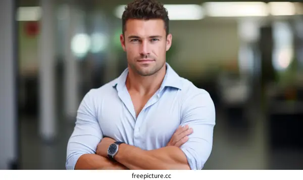Portrait of a handsome young businessman standing with his arms crossed