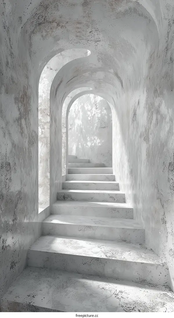 Abstract Grey Concrete Archway Staircase