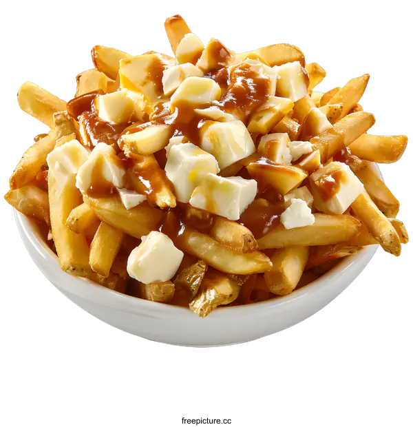[Transparent Background PNG]Poutine Dish with Cheese Curds and Gravy