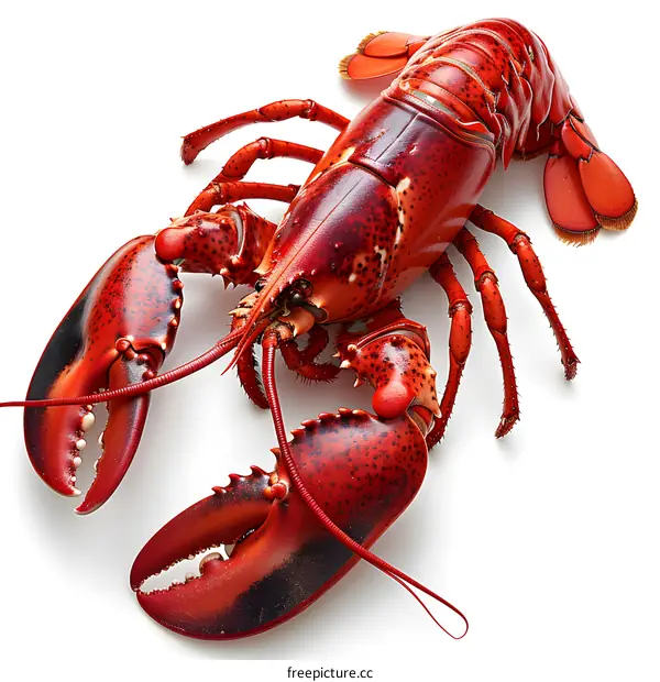 Whole Cooked Lobster on White Background