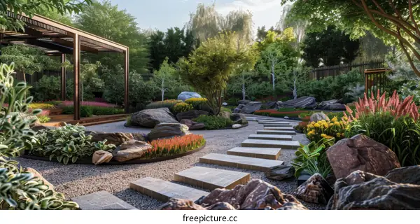 Serene Japanese Zen Garden with Secluded Courtyard