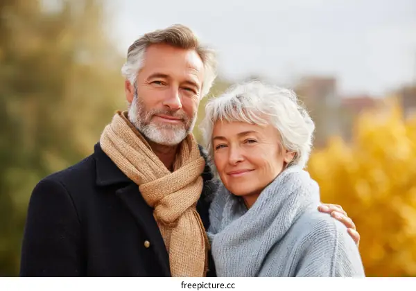 Happy Couple Enjoying Autumn Day Outing