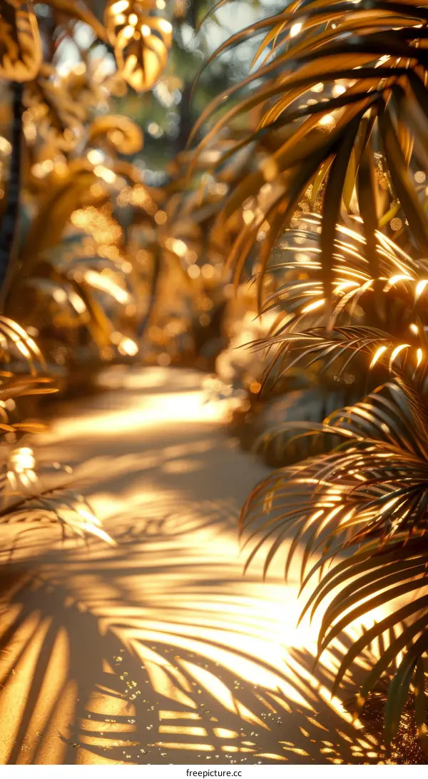 Golden Tropical Pathway Illustration