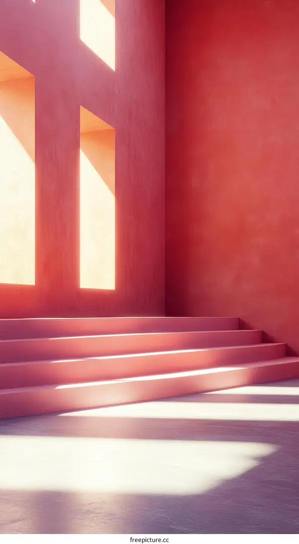 Pink Architectural Interior Design with Sunlight