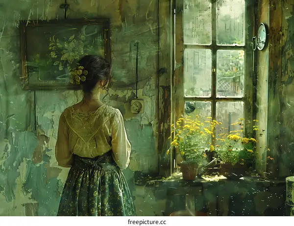 Woman standing in front of a window