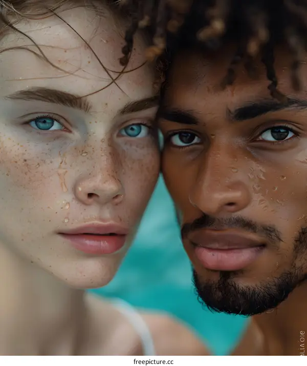 Close Up Portrait of Couple in Love