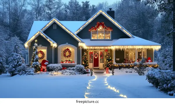 A Beautifully Decorated House in Winter Wonderland