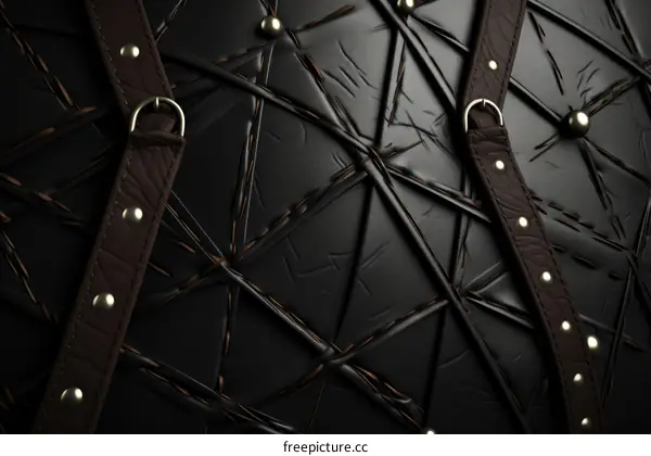 Black and brown leather armor with metal studs and buckles