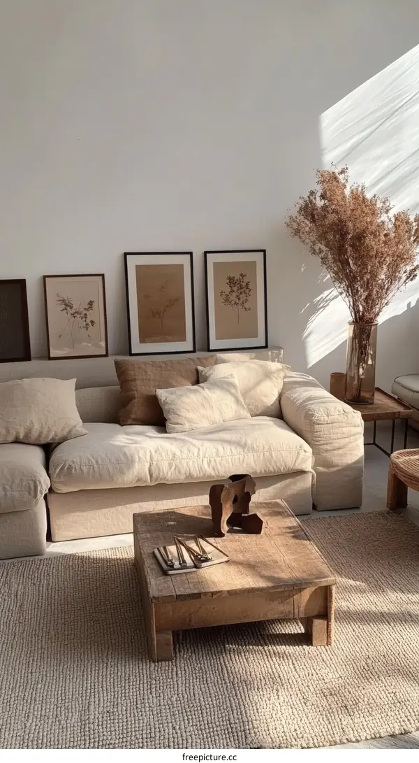 Beige Modern Minimalist Living Room