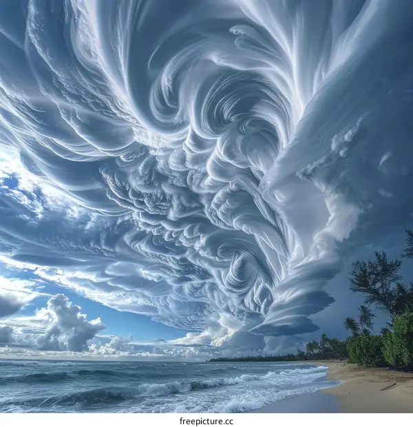 Mesmerizing cloud formation over beach