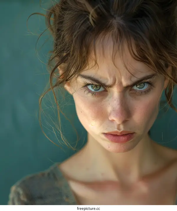 Close Up Portrait of a Woman with Intense Expression