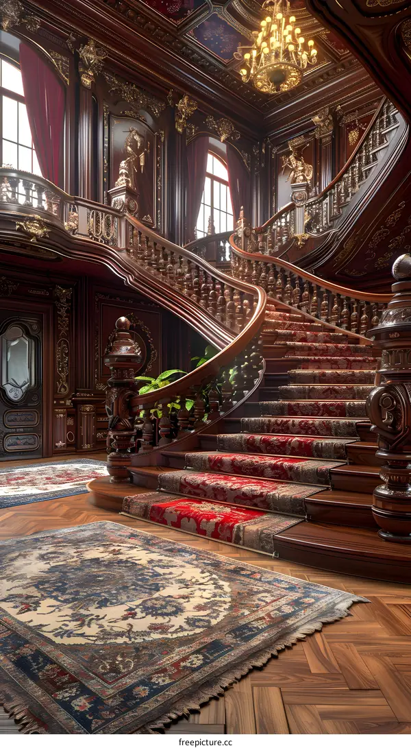 Grand Staircase in Luxury Mansion