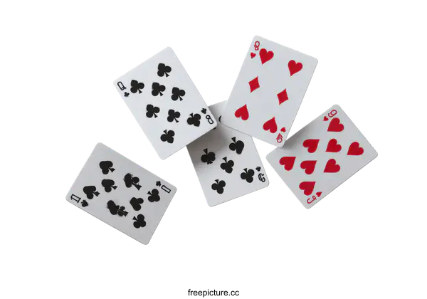 [Transparent Background PNG]Playing Cards in Motion Isolated on White Background
