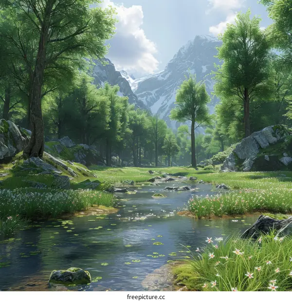 Serene River Flowing Through a Lush Forest