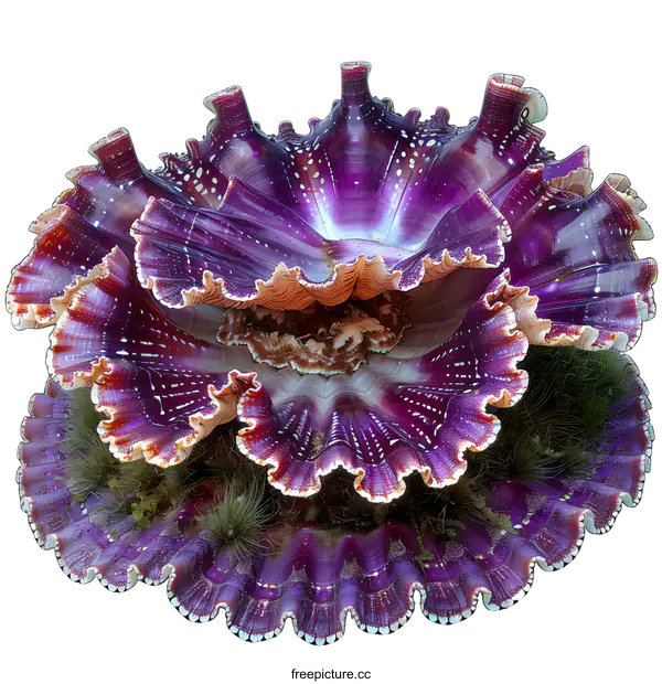 [Transparent Background PNG]Purple and White Open Scallop Shell