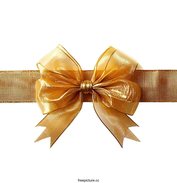 [Transparent Background PNG]Gold Ribbon Bow Decoration