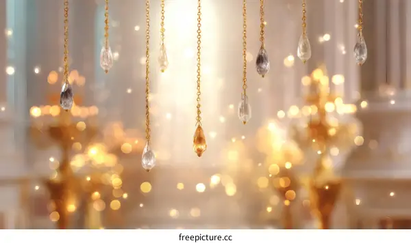 Elegant Crystal Chains Draped in a Luxurious Interior