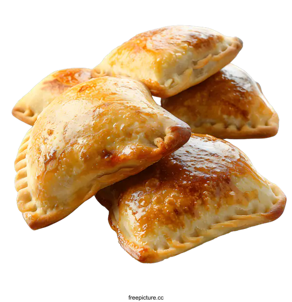 [Transparent Background PNG]Freshly baked golden brown pasties on white background