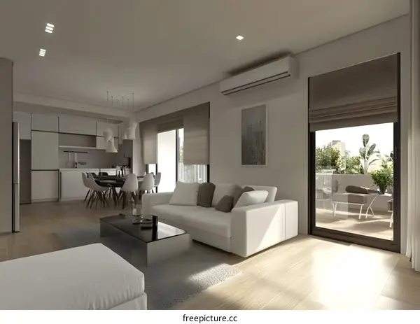 Modern Living Room Interior Design with Balcony