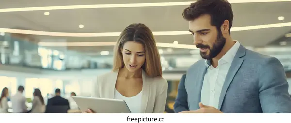 Two Business Professionals Looking at a Tablet