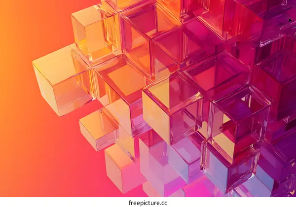 Abstract Colorful Glass Cubes Pattern