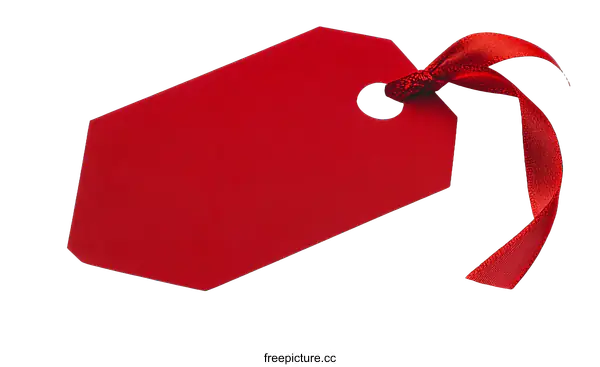[Transparent Background PNG]Red Tag with Ribbon