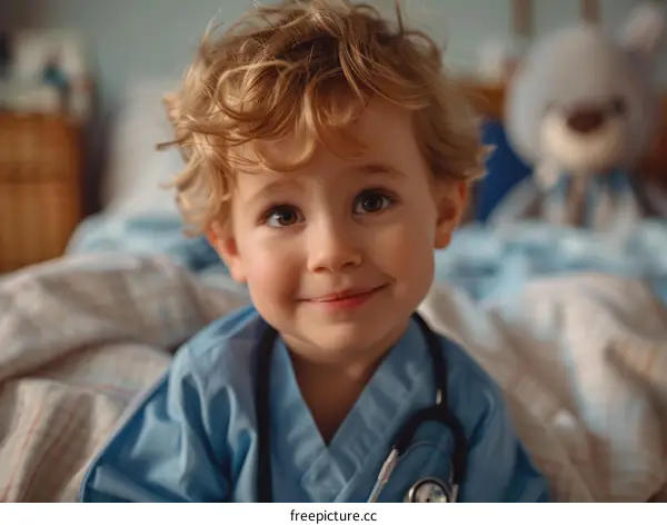 Toddler dressed as a doctor