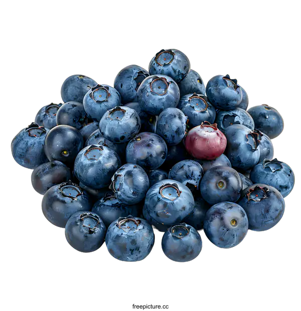 [Transparent Background PNG]Pile of fresh blueberries on white background