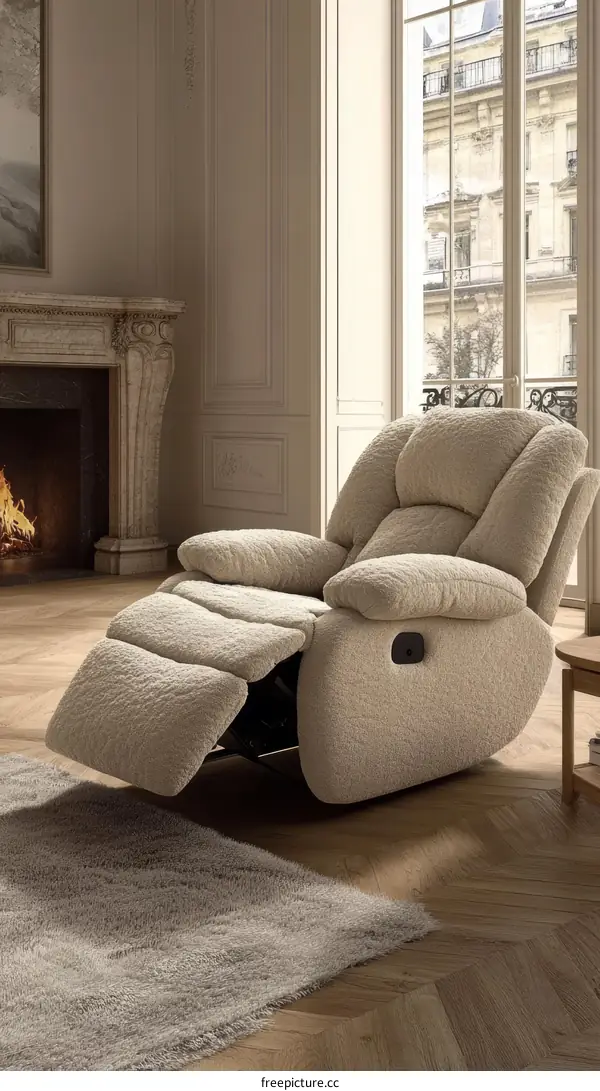 Cream Recliner Chair in a Living Room Setting