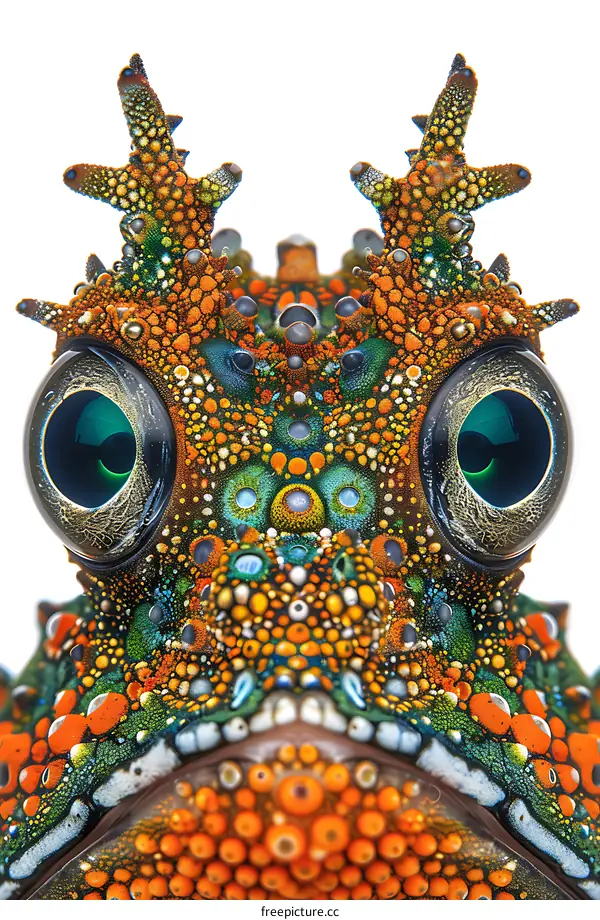 A stunning close-up photograph of a colorful reef fish with intricate patterns and vibrant colors.