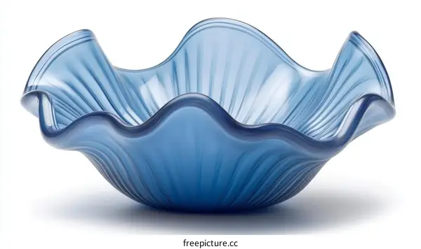 Blue Glass Wave Bowl Decor